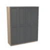 House Beautiful Realm Quad Wardrobe, Oak Effect Carcass - Carbon Grey Shaker Doors (W) 1800mm X (H) 2196mm