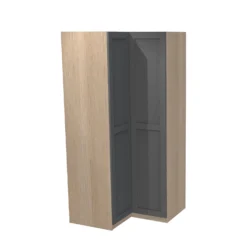 House Beautiful Realm Corner Wardrobe, Oak Effect Carcass - Carbon Grey Shaker Doors (W) 1053mm X (H) 2196mm