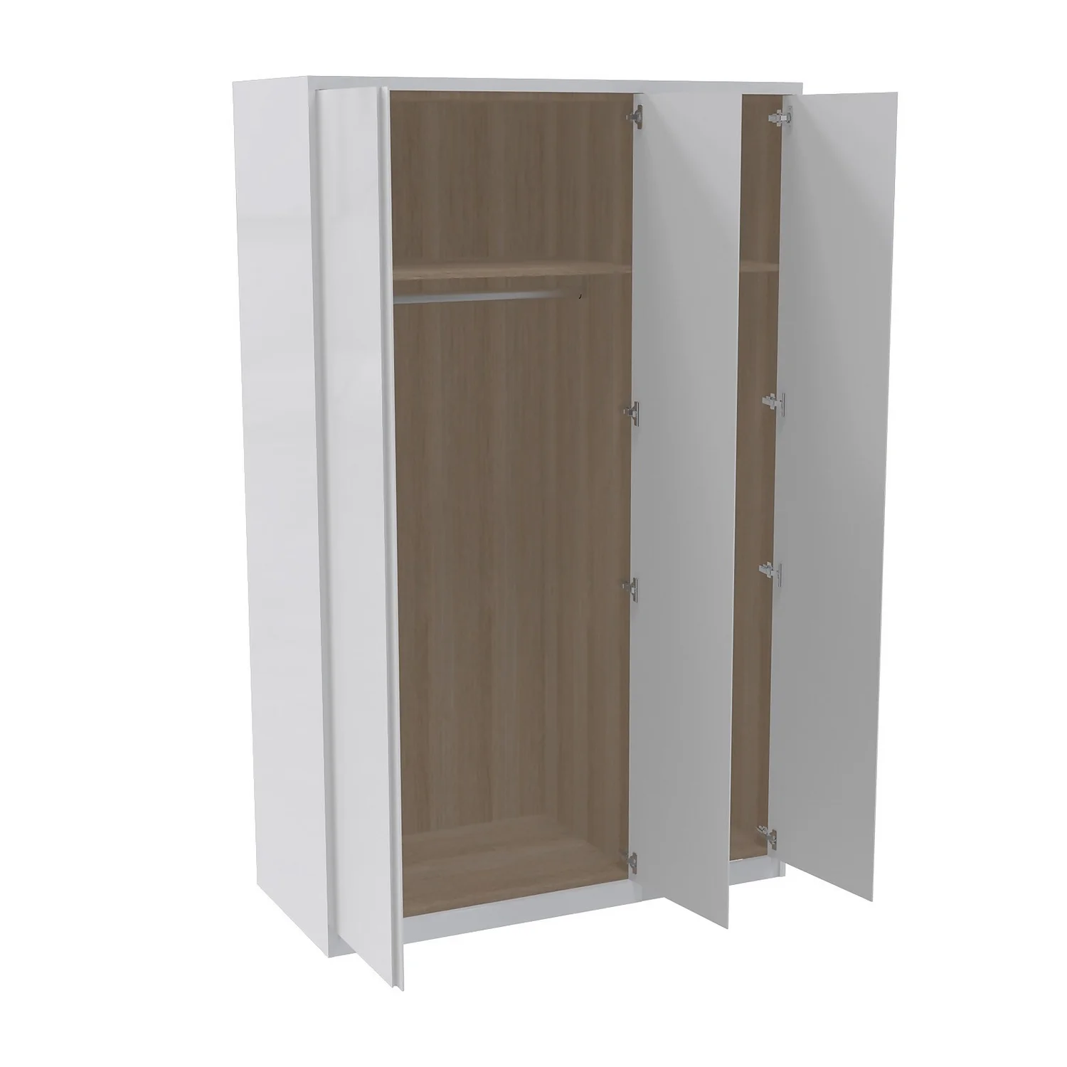 House Beautiful Escape Fitted Look Triple Wardrobe, Oak Effect Carcass - Gloss White Handleless Doors (W) 1390mm X (H) 2226mm - Image 2