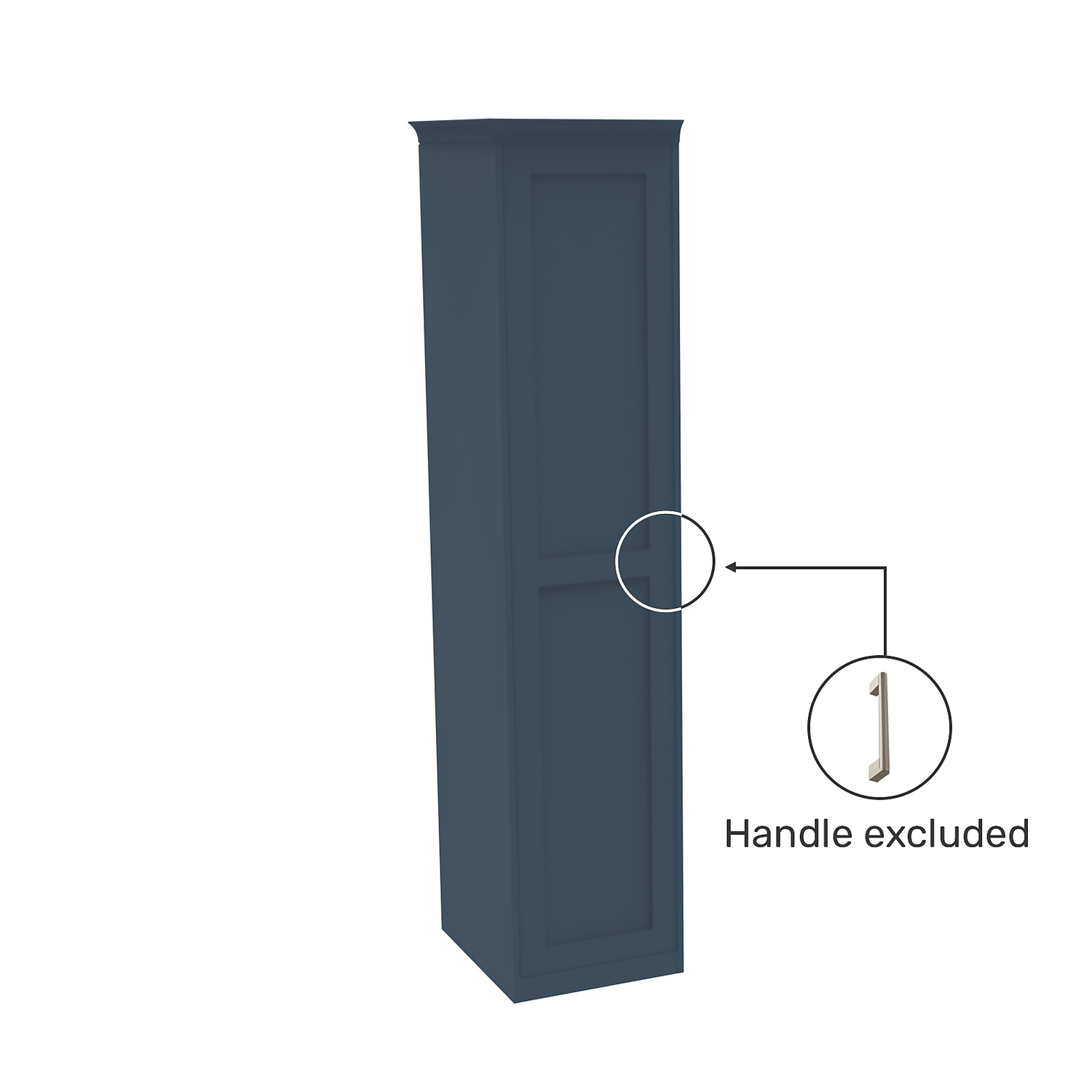 House Beautiful Realm Fitted Look Single Wardrobe, White Carcass - Navy Blue Shaker Door (W) 551mm X (H) 2256mm - Image 3