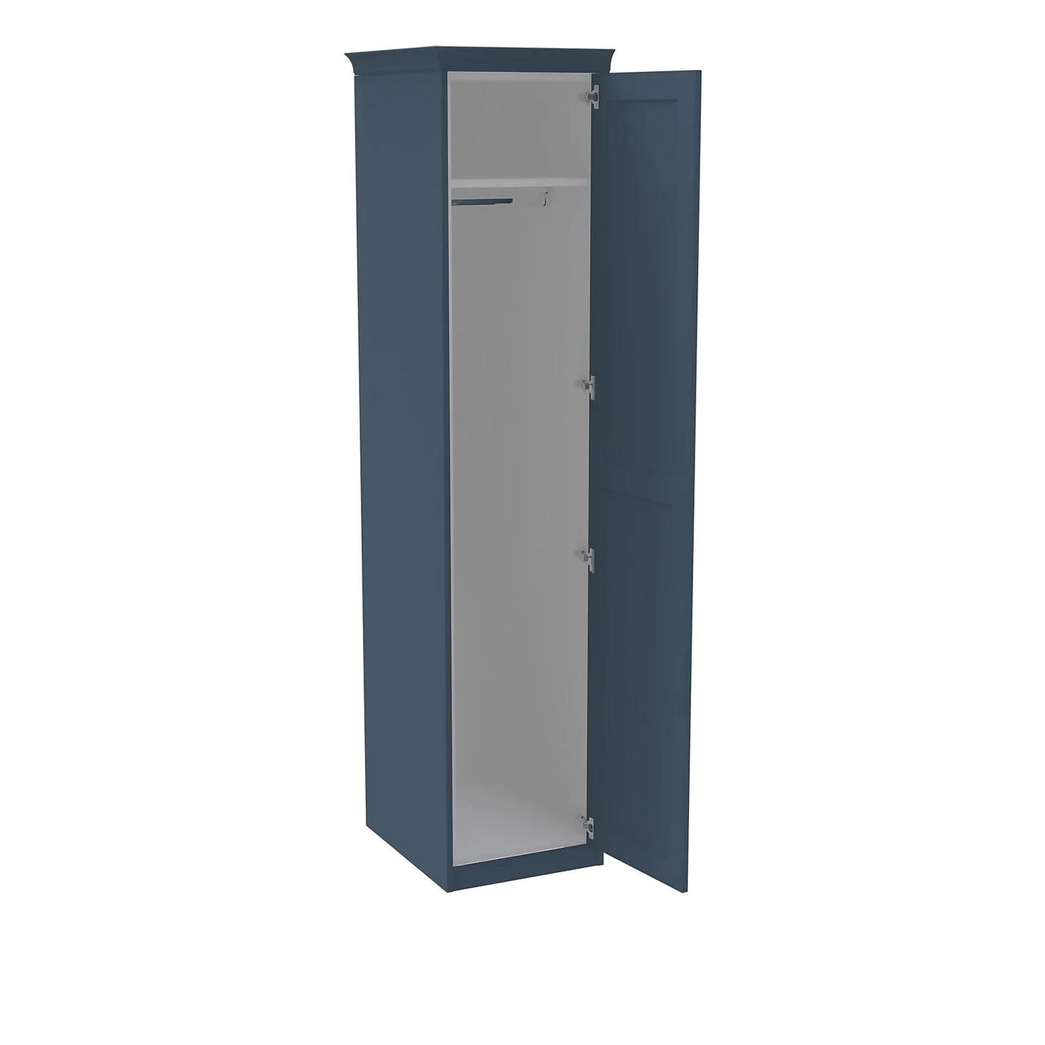 House Beautiful Realm Fitted Look Single Wardrobe, White Carcass - Navy Blue Shaker Door (W) 551mm X (H) 2256mm - Image 2