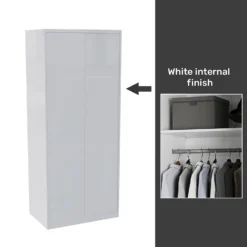 House Beautiful Honest Fitted Look Double Wardrobe, White Carcass - Gloss White Slab Doors (W) 940mm X (H) 2226mm