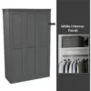 House Beautiful Realm Fitted Look Triple Wardrobe, White Carcass - Carbon Grey Shaker Doors (W) 1451mm X (H) 2256mm