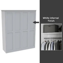 House Beautiful Realm Fitted Look Quad Wardrobe, White Carcass - White Shaker Doors (W) 1901mm X (H) 2256mm