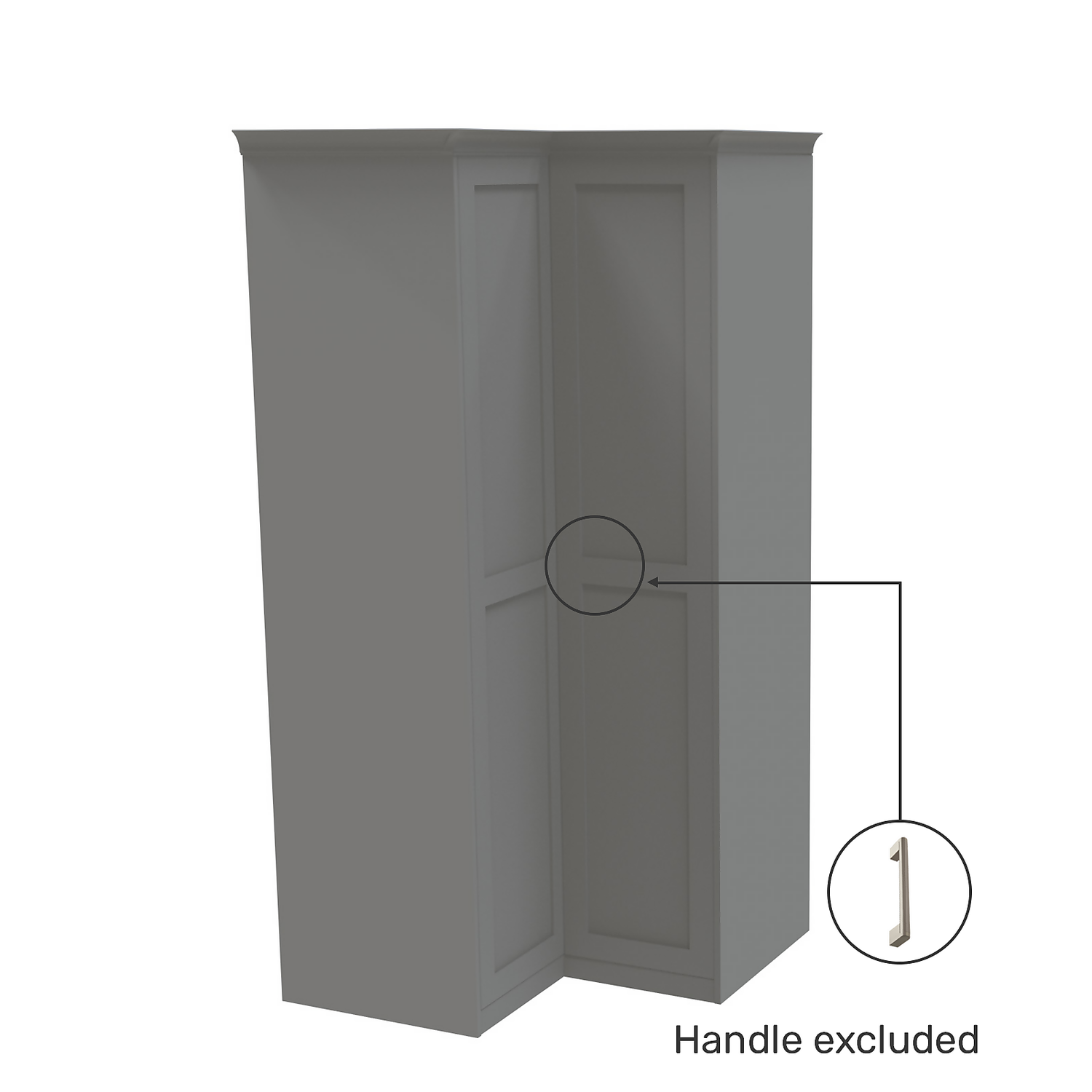House Beautiful Realm Fitted Look Corner Wardrobe, White Carcass - Grey Shaker Doors (W) 1103mm X (H) 2256mm - Image 3