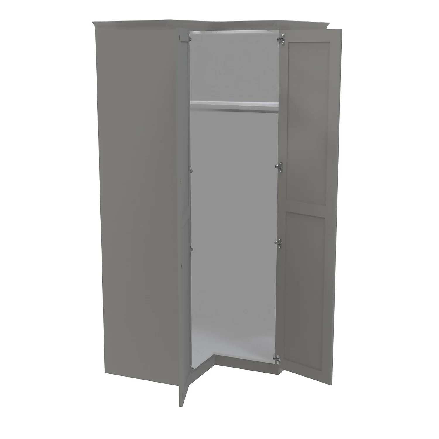House Beautiful Realm Fitted Look Corner Wardrobe, White Carcass - Grey Shaker Doors (W) 1103mm X (H) 2256mm - Image 2