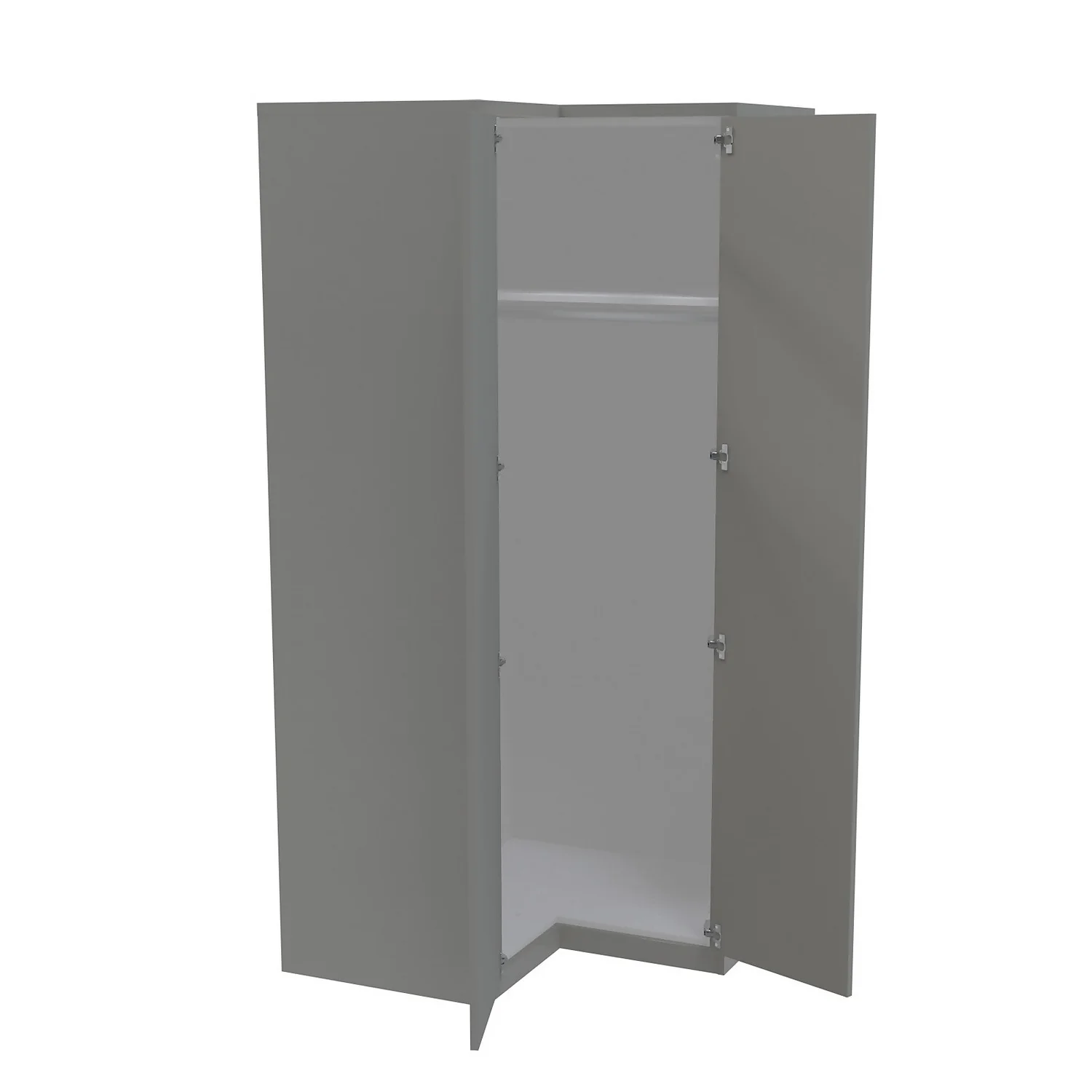 House Beautiful Honest Fitted Look Corner Wardrobe, White Carcass - Gloss Grey Slab Doors (W) 1073mm X (H) 2226mm - Image 2