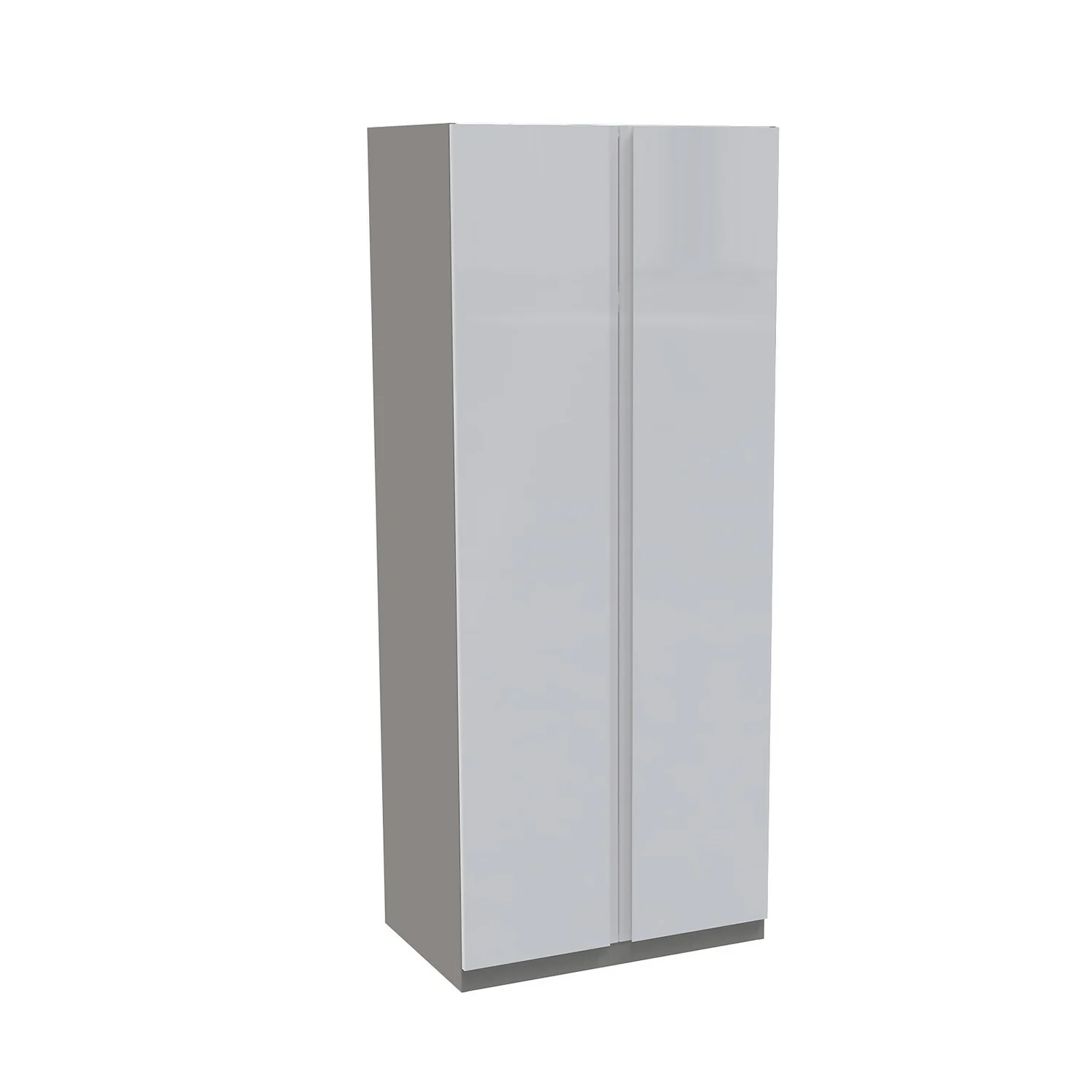 House Beautiful Escape Double Wardrobe, Grey Carcass - Gloss White Handleless Doors (W) 900mm X (H) 2196mm