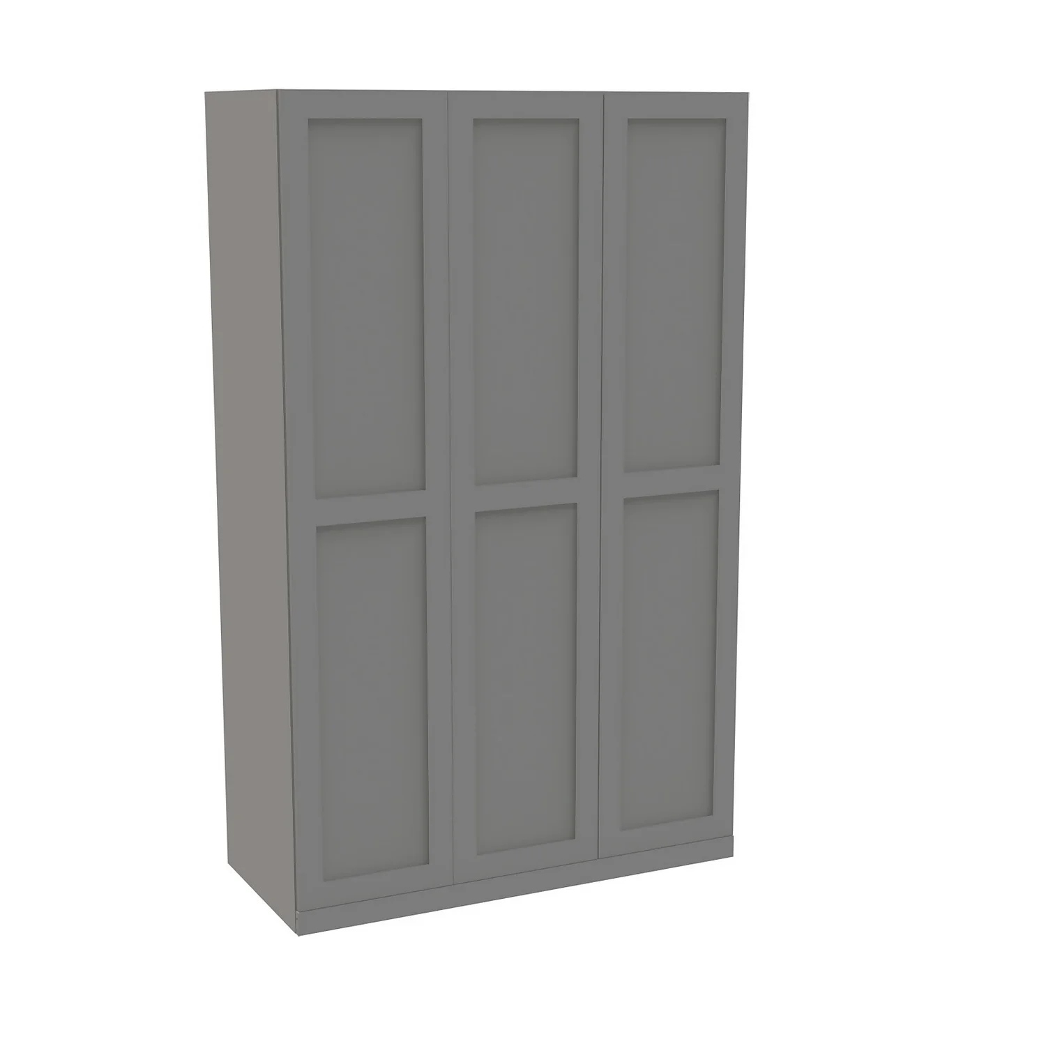 House Beautiful Realm Triple Wardrobe, Grey Carcass - Grey Shaker Doors (W) 1350mm X (H) 2196mm