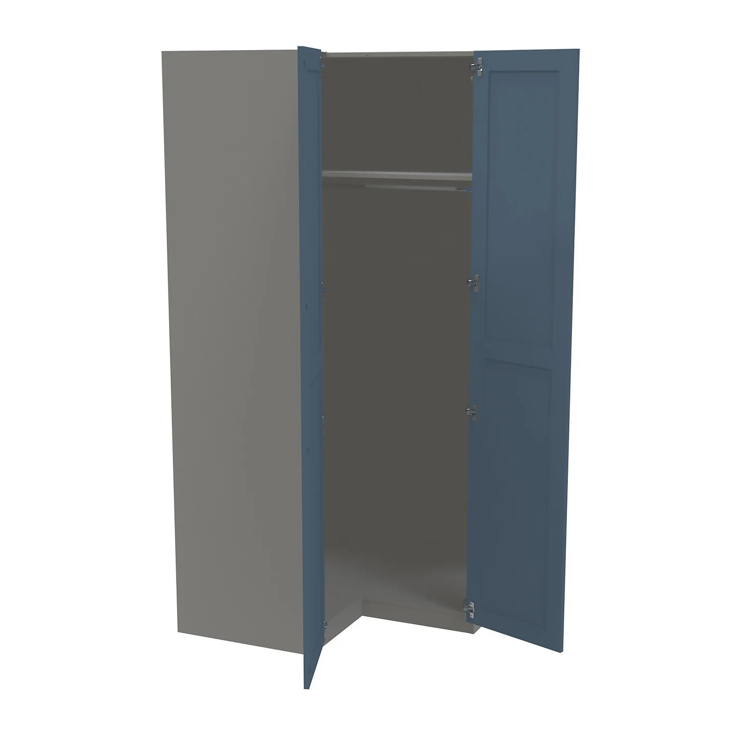 House Beautiful Realm Corner Wardrobe, Grey Carcass - Navy Blue Shaker Doors (W) 1053mm X (H) 2196mm - Image 2