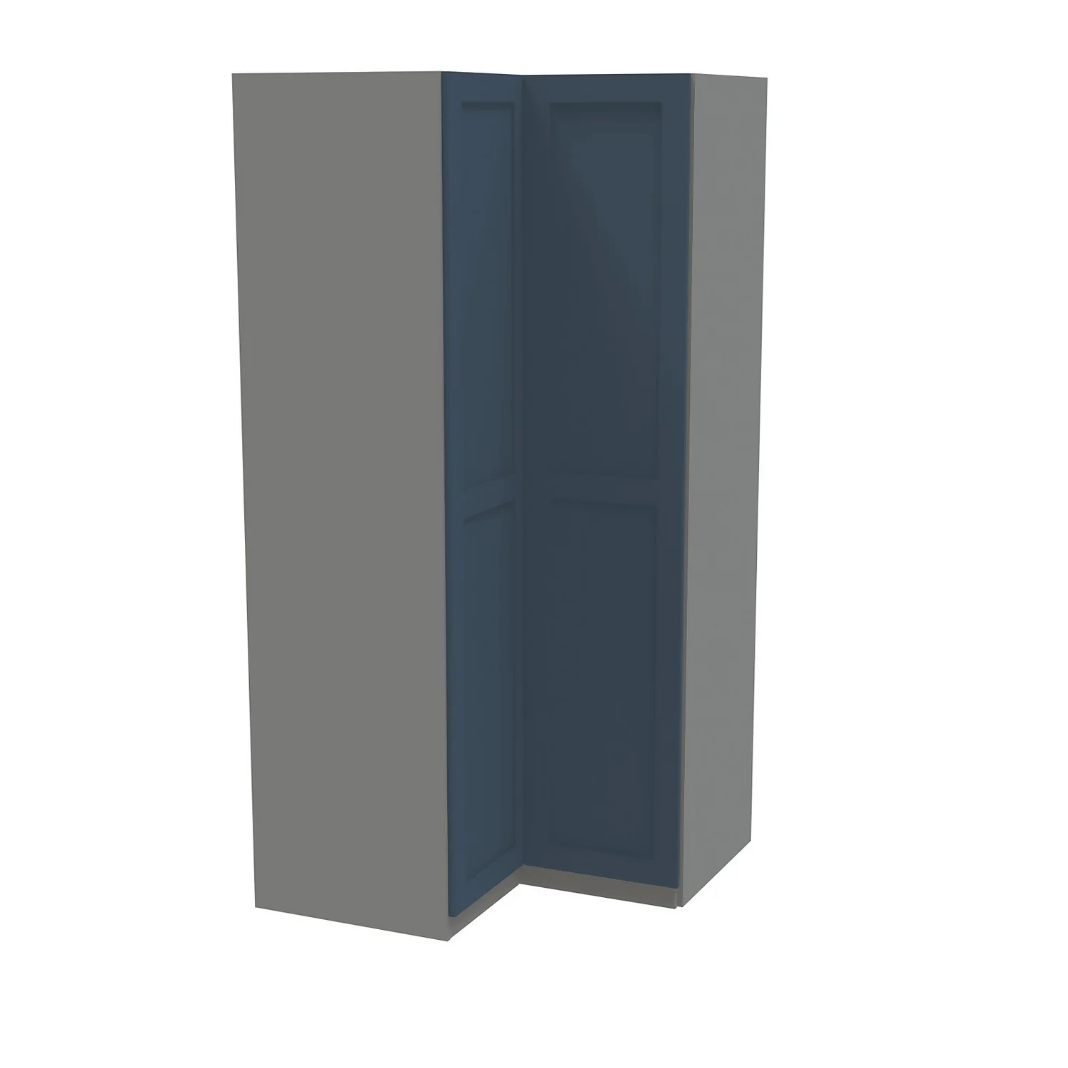 House Beautiful Realm Corner Wardrobe, Grey Carcass - Navy Blue Shaker Doors (W) 1053mm X (H) 2196mm