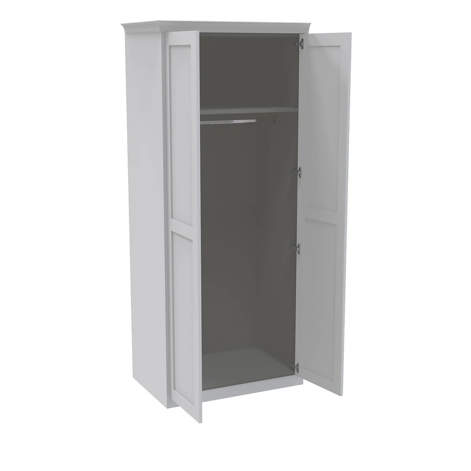 House Beautiful Realm Fitted Look Double Wardrobe, Grey Carcass - White Shaker Doors (W) 1001mm X (H) 2256mm - Image 2