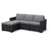 Keter California 3 Seater Outdoor Garden Furniture Chaise Longue - Graphite With Grey Cushions