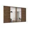 Shaker 4 Door Sliding Wardrobe Kit Walnut Panel / Mirror With Walnut Frame (W)2898 X (H)2260mm