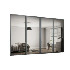 Shaker 4 Door Sliding Wardrobe Kit Mirror With Graphite Frame (W)2290 X (H)2260mm